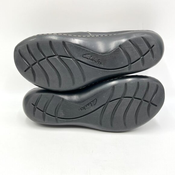 7.5XW 7.5 EXTRA WIDE WIDTH Clarks Black Leather Comfort Loafer Shoes - Picture 9 of 12